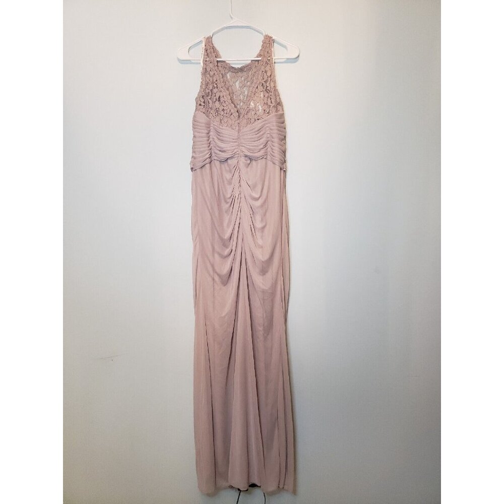 David's Bridal Women's 14 Formal Dress Long Maxi Sleeveless Pink Floral Lace - Picture 2 of 6